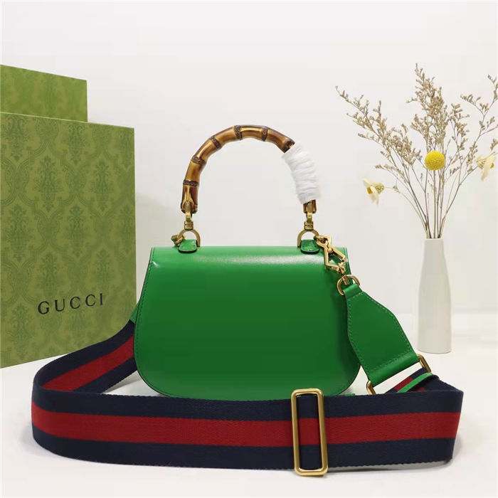 Gucci Bamboo 1947 small top handle bag Green Leather 675797 High