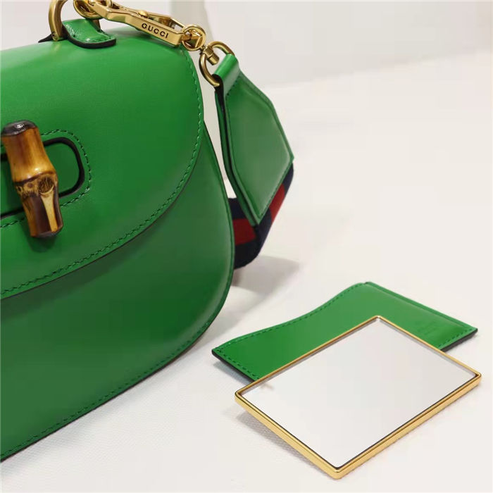 Gucci Bamboo 1947 small top handle bag Green Leather 675797 High