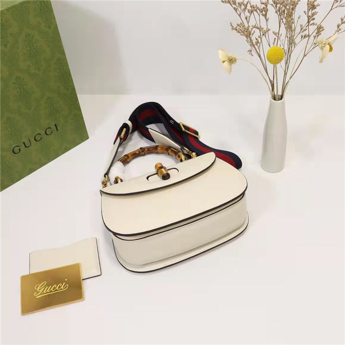 Gucci Bamboo 1947 small top handle bag White Leather 675797 High