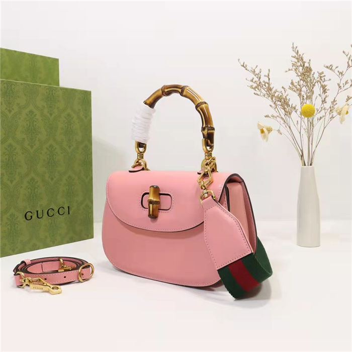 Gucci Bamboo 1947 small top handle bag Pink Leather 675797 High