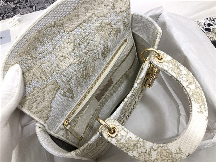 MEDIUM LADY D-LITE BAG Dior Around the World Stella Embroidery Gold-Tone High