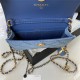 CLUTCH WITH CHAIN Denim & Gold-Tone Metal Blue AP1628 A