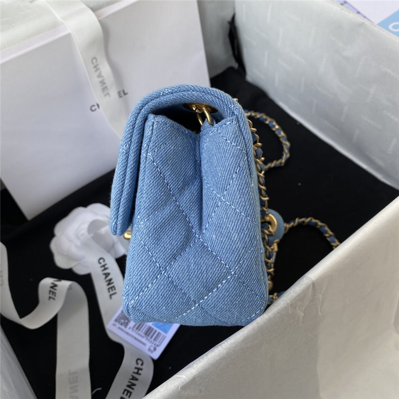 MINI FLAP BAG Denim & Gold-Tone Metal Blue AS1787 A