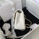 MINI FLAP BAG Lambskin, Glass Pearls, Imitation Pearls, Strass, Gold, Silver & Ruthenium Finish Metal White A