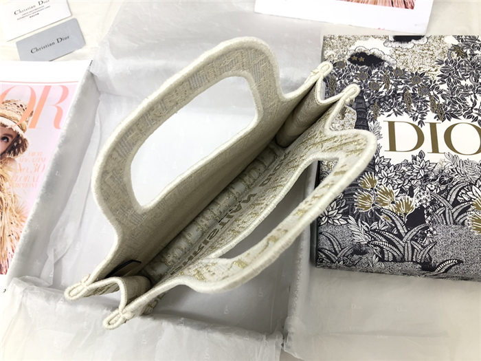 MINI Dior BOOK TOTE Dior Oblique Embroidery Gold High