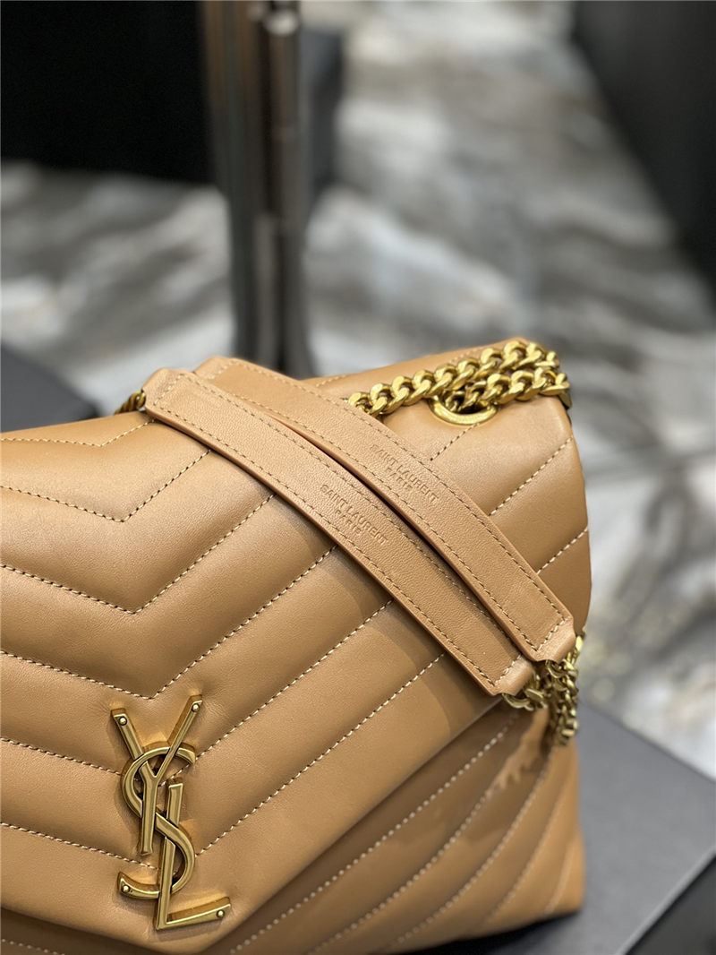 LOULOU MEDIUM IN MATELASSÉ “Y” LEATHER Gold-Tone Caramel High