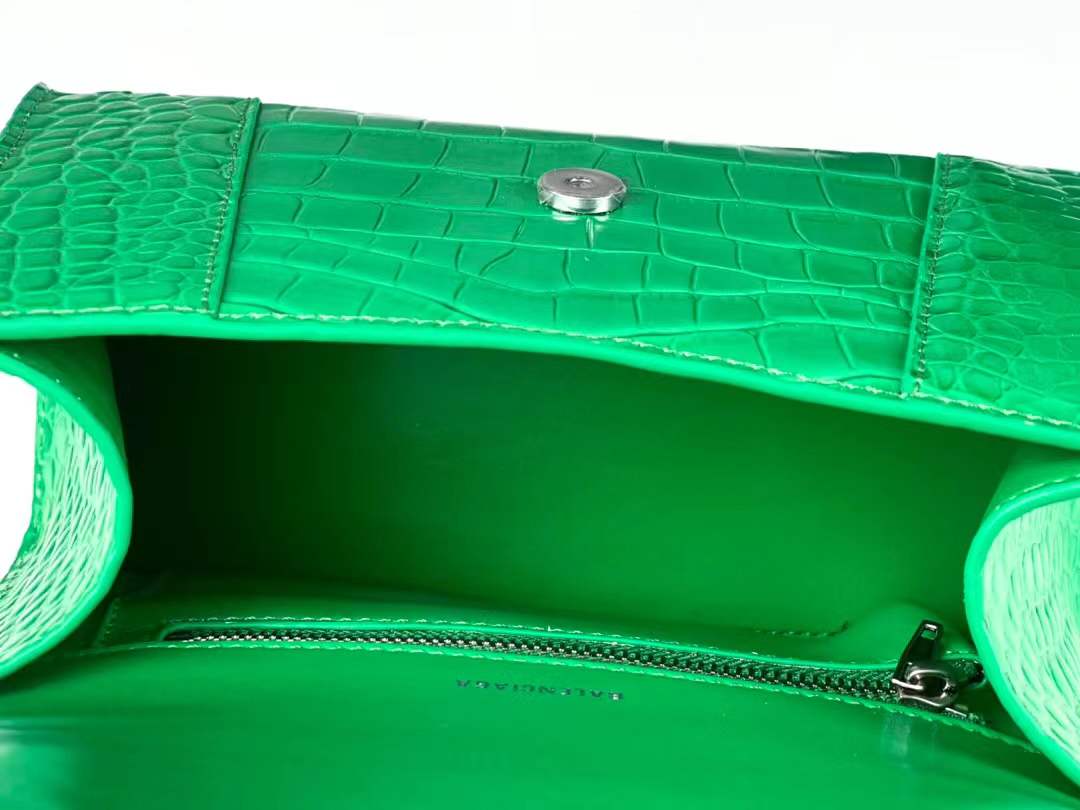 WOMEN'S HOURGLASS SMALL TOP HANDLE BAG Crocodile Green High