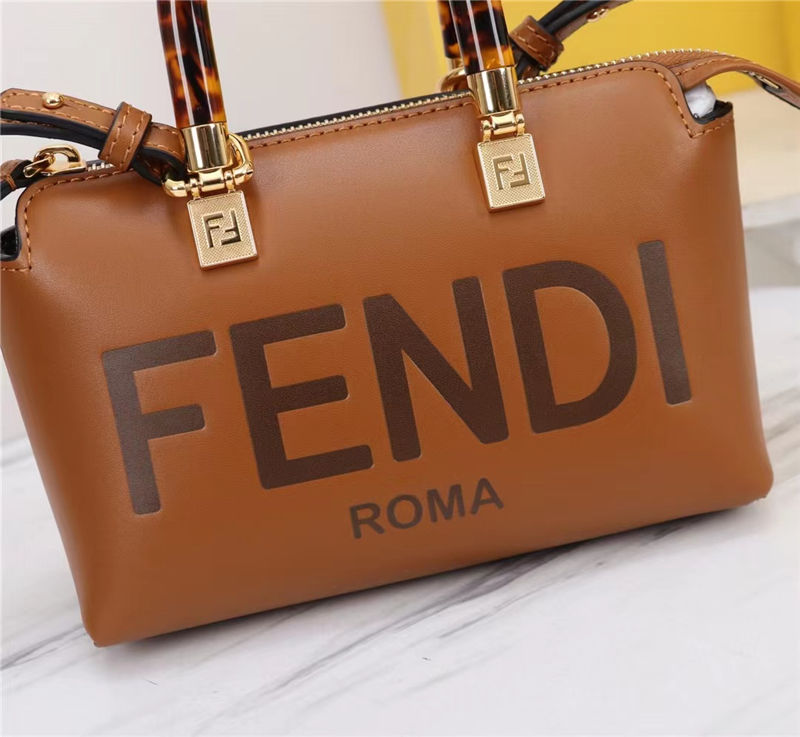 Fendi By The Way Mini Boston bag leather Brown High