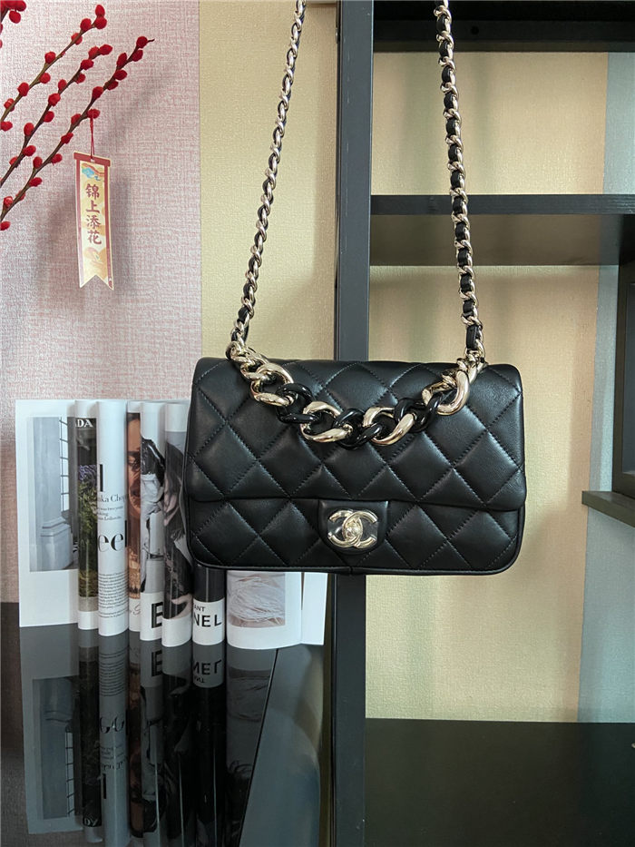 Chanel FLAP BAG AS1354 Lambskin & Gold-Tone Metal Black High