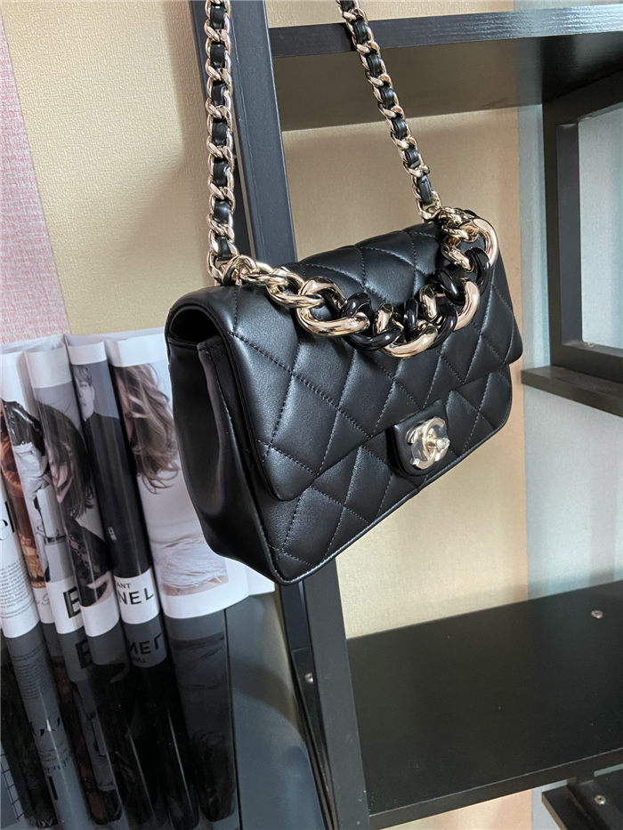 Chanel FLAP BAG AS1354 Lambskin & Gold-Tone Metal Black High