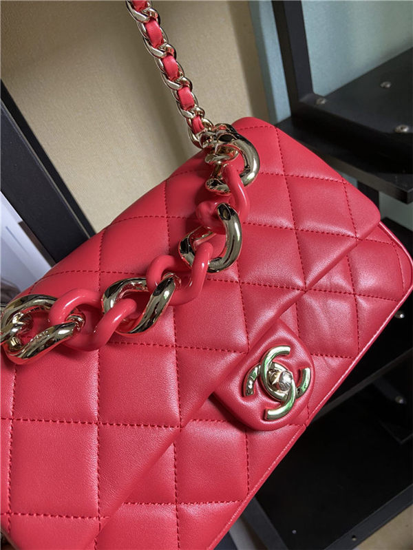 Chanel FLAP BAG AS1354 Lambskin & Gold-Tone Metal Red High