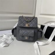 Chanel SMALL BACKPACK AS4399 Grained Shiny Calfskin & Gold-Tone Metal Grey A