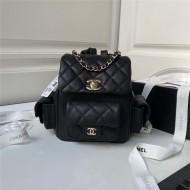 Chanel SMALL BACKPACK AS4399 Grained Shiny Calfskin & Gold-Tone Metal Black A