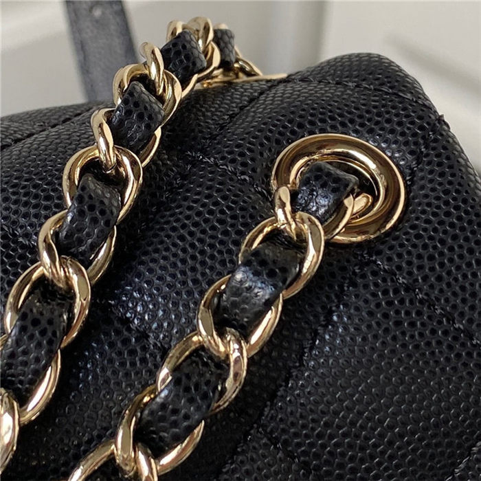 Chanel SMALL BACKPACK AS4399 Grained Shiny Calfskin & Gold-Tone Metal Black A