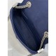 Baguette Chain Midi Bag FF Fabric Navy Blue High