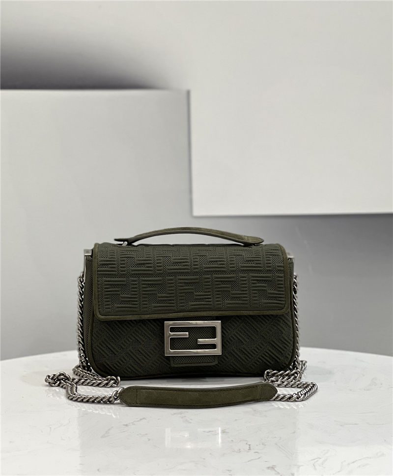 Baguette Chain Midi Bag FF Fabric Green High