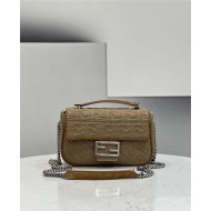 Baguette Chain Midi Bag FF Fabric Beige High