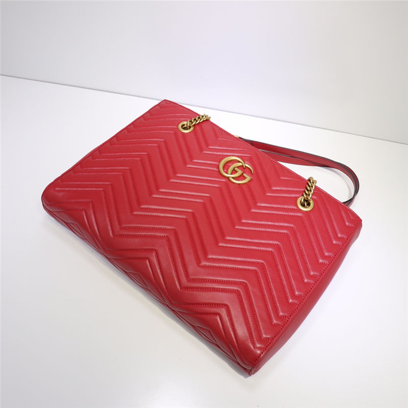 Gucci Marmont Zip Tote 524578 Leather Red High