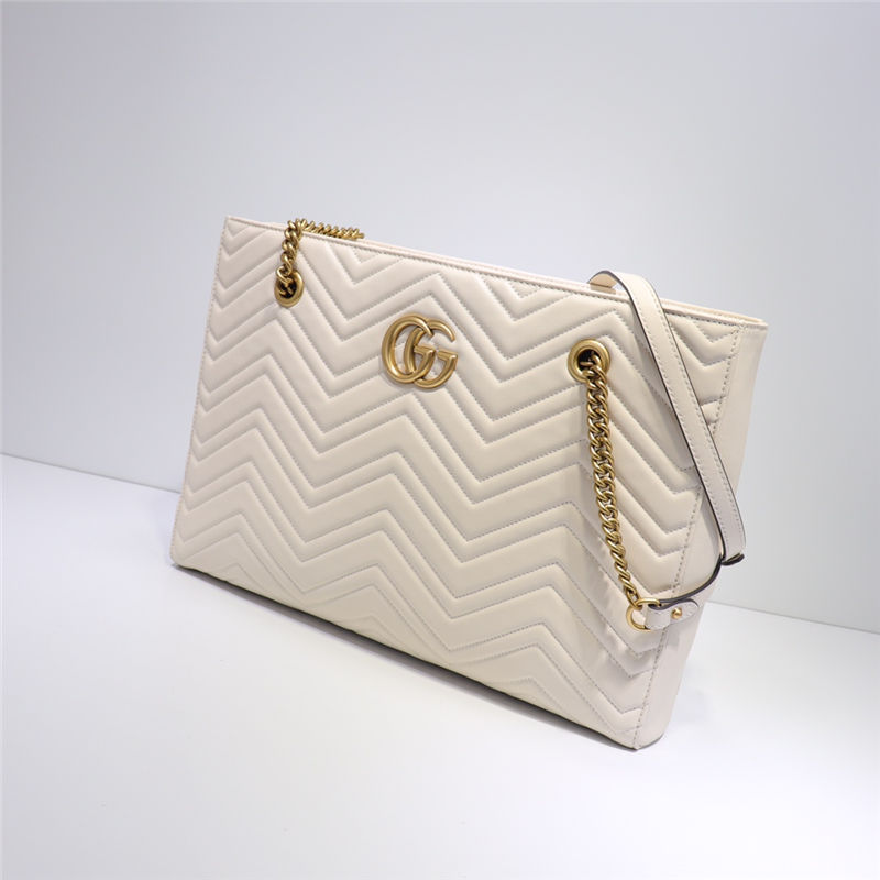 Gucci Marmont Zip Tote 524578 Leather White High