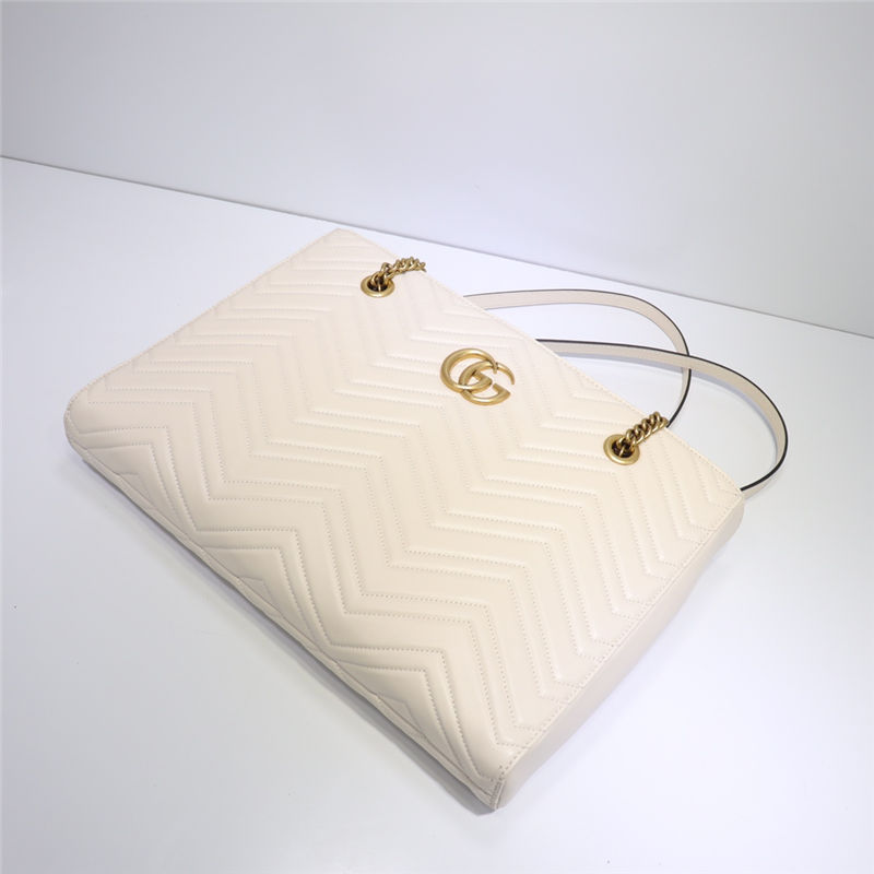 Gucci Marmont Zip Tote 524578 Leather White High