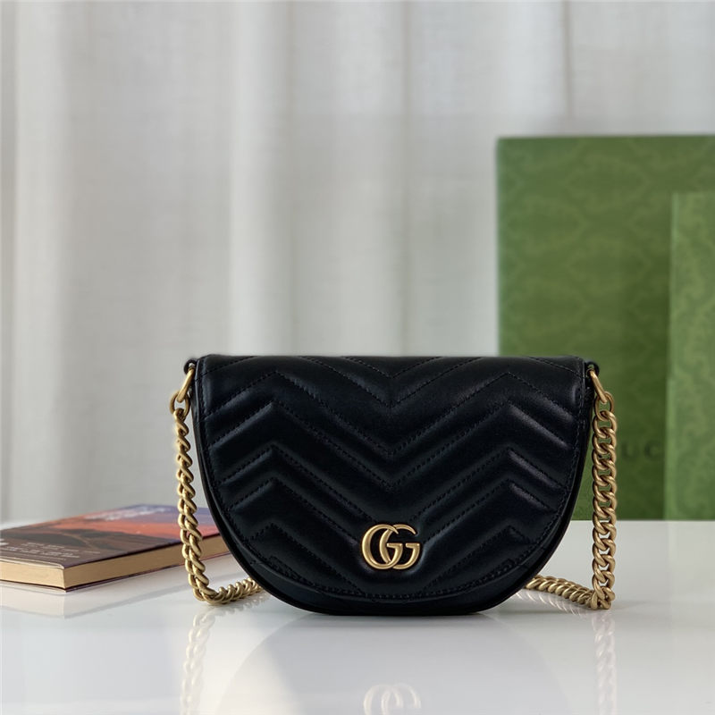 GG MARMONT MATELASSÉ CHAIN MINI BAG 746431 Black High