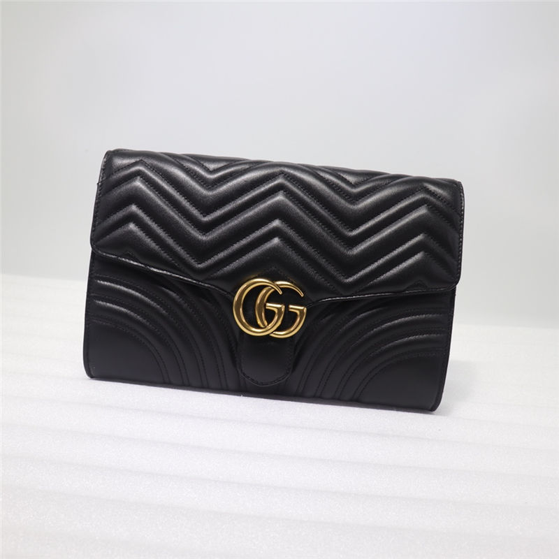 GG Marmont Clutch Leather Black 498079 High