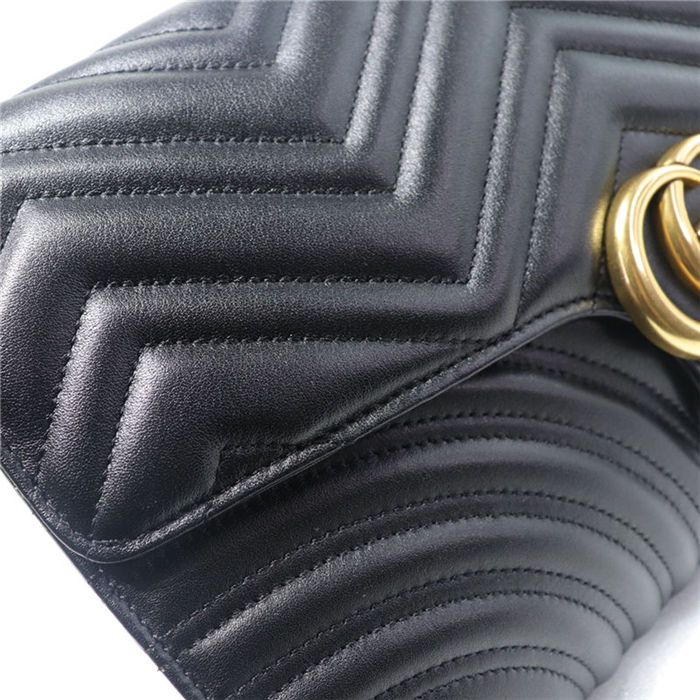 GG Marmont Clutch Leather Black 498079 High