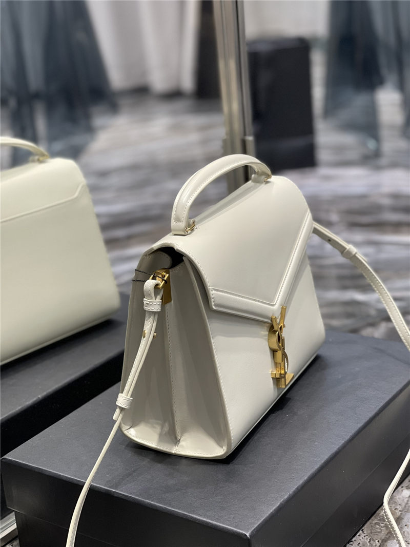 CASSANDRA MEDIUM TOP HANDLE BAG IN SMOOTH LEATHER White High