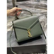 CASSANDRA MEDIUM TOP HANDLE BAG IN GRAIN DE POUDRE EMBOSSED LEATHER Green High