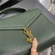 CASSANDRA MEDIUM TOP HANDLE BAG IN GRAIN DE POUDRE EMBOSSED LEATHER Green High