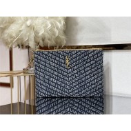 MONOGRAM TABLET POUCH IN MATELASSÉ DENIM GOLD-TONED METAL High