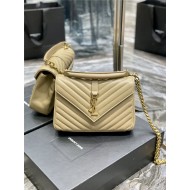 COLLEGE MEDIUM CHAIN BAG IN QUILTED LEATHER Beige High