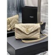 LOULOU PUFFER MINI BAG IN QUILTED LAMBSKIN Gold-Tone Beige High