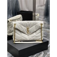 LOULOU PUFFER MEDIUM BAG IN QUILTED LAMBSKIN Gold-Tone White High