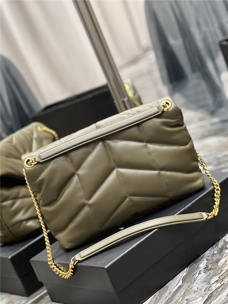 LOULOU PUFFER MEDIUM BAG IN QUILTED LAMBSKIN Gold-Tone Green High