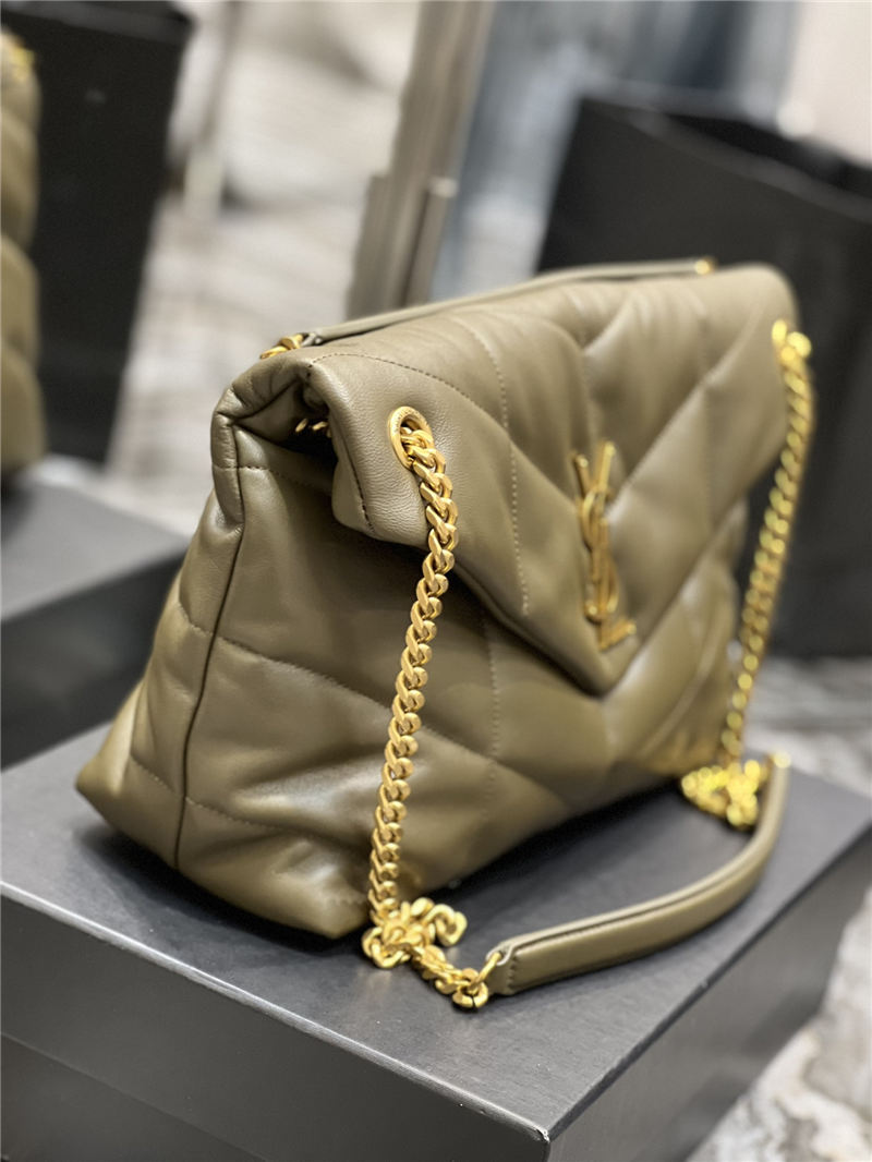 LOULOU PUFFER MEDIUM BAG IN QUILTED LAMBSKIN Gold-Tone Green High