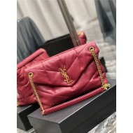 LOULOU PUFFER MEDIUM BAG IN QUILTED LAMBSKIN Gold-Tone Red High