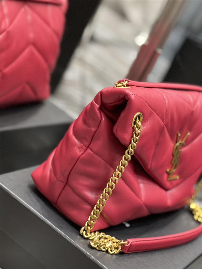 LOULOU PUFFER MEDIUM BAG IN QUILTED LAMBSKIN Gold-Tone Red High