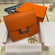 Hermes Constance Compact Wallet Epsom Leather Orange High