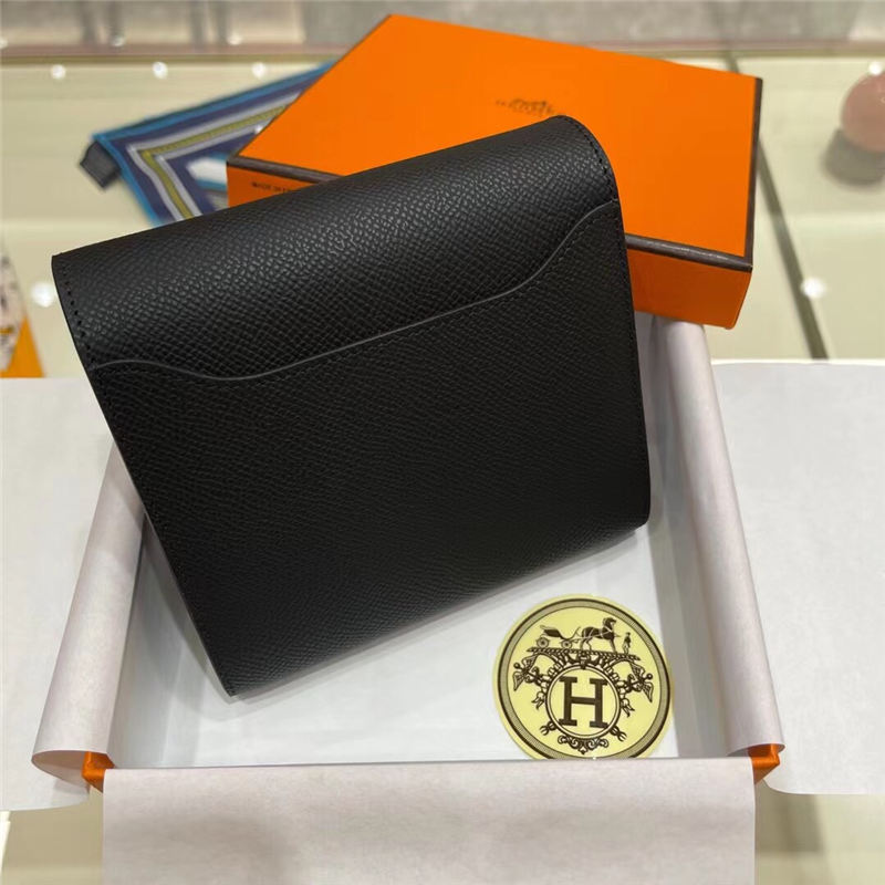 Hermes Constance Compact Wallet Epsom Leather Black High