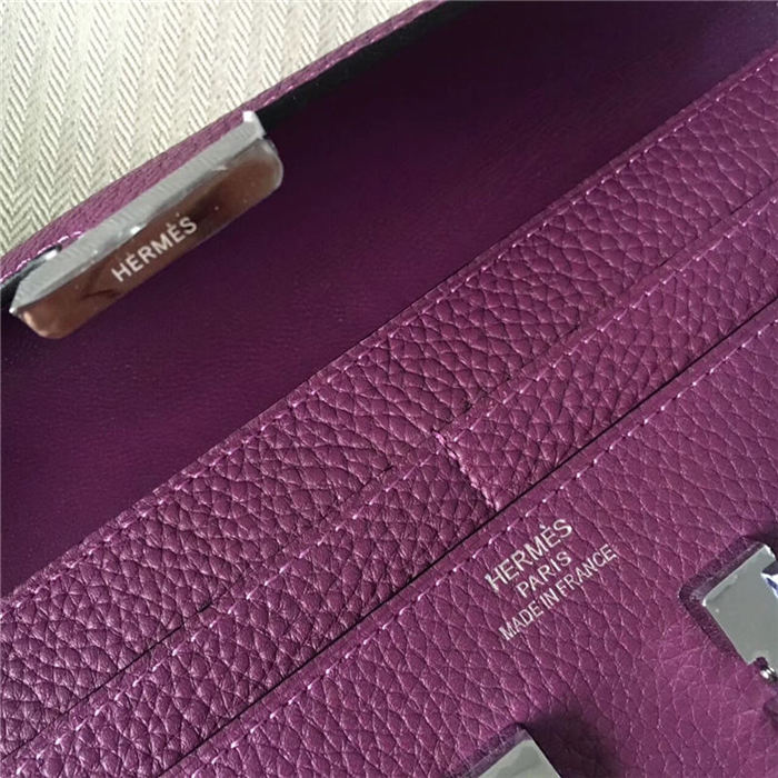 Hermes Constance Long Wallet Calfskin In Purple High