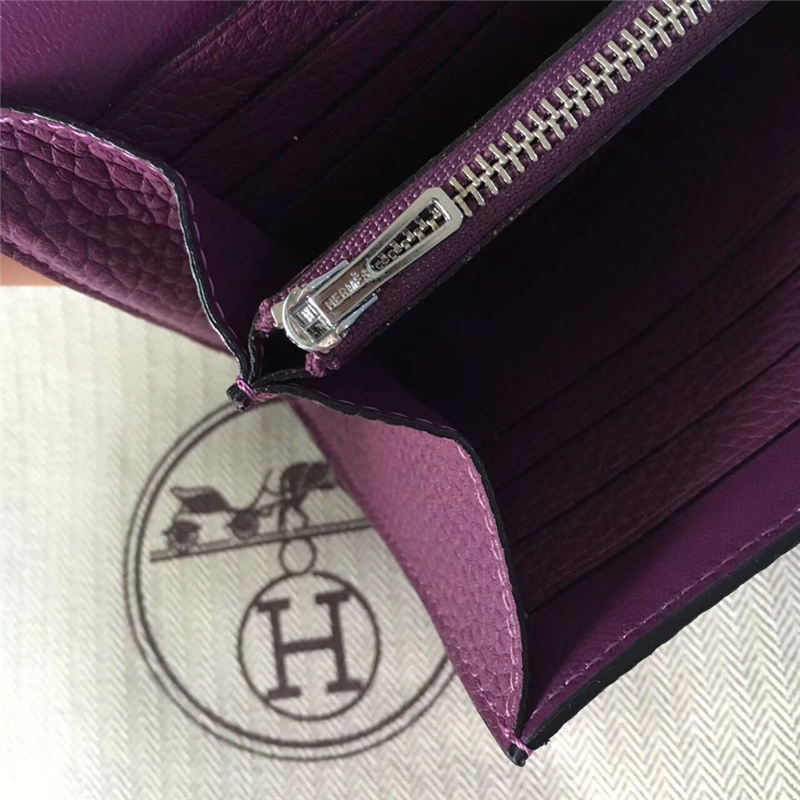 Hermes Constance Long Wallet Calfskin In Purple High