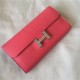 Hermes Constance Long Wallet Calfskin In Rose Red High