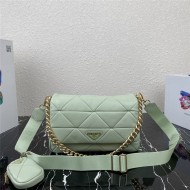 Prada System 28cm nappa leather patchwork bag Green High