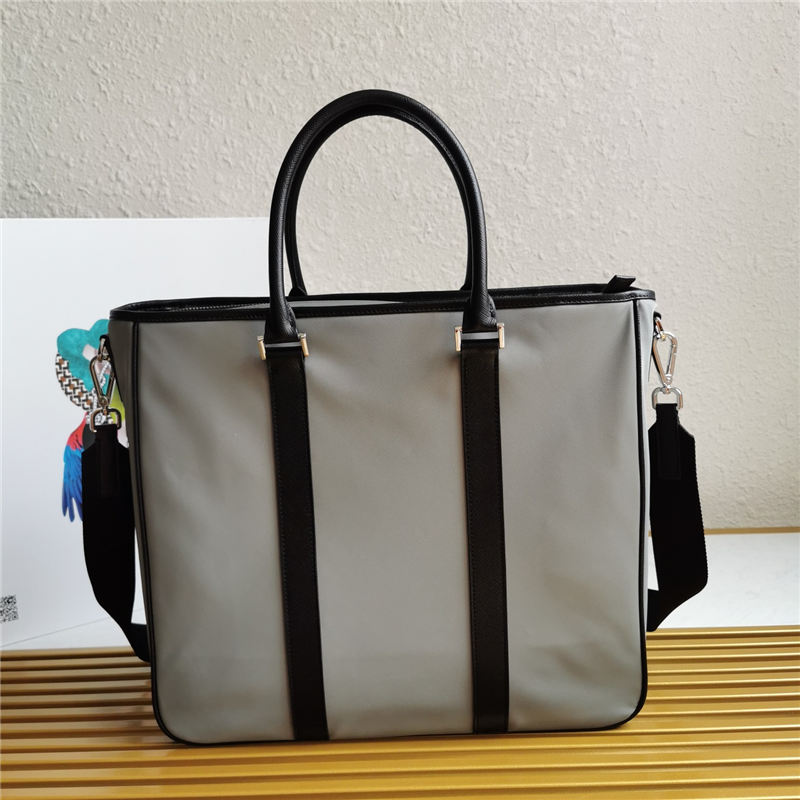 Prada Nylon Tote Bag Grey High