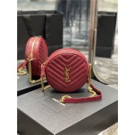 VINYLE ROUND CAMERA BAG IN CHEVRON-QUILTED GRAIN DE POUDRE EMBOSSED LEATHER Red High