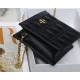 Dior CARO ZIPPED POUCH WITH CHAIN Supple Cannage Calfskin Black High