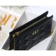 Dior CARO ZIPPED POUCH WITH CHAIN Supple Cannage Calfskin Black High