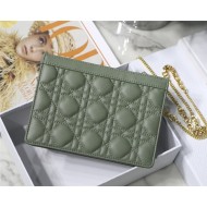 Dior CARO ZIPPED POUCH WITH CHAIN Supple Cannage Calfskin Green High