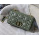 LARGE Dior CARO BAG Quilted Macrocannage Gold Metal Calfskin Green High